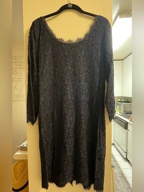 Diane Von Furstenberg Blue Lace Long Sleeve Dress